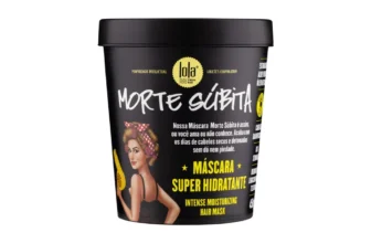 Máscara Morte Súbita Lola Cosmetics 450g pote preto super hidratante em fundo branco