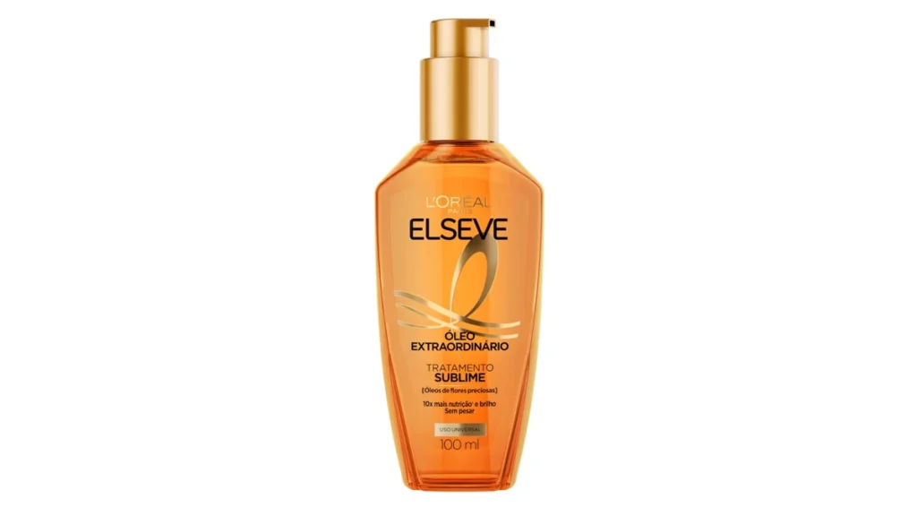 Óleo Extraordinário Elseve L'Oréal Paris finalizador capilar 100 ml em embalagem frontal sobre fundo branco