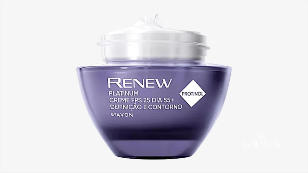 Pote do creme Avon Renew Platinum Dia FPS 25 para definição e contorno da pele 55+ no blog Belle Stelle